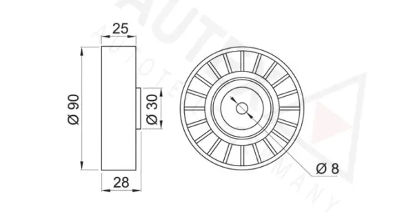 Deflection/Guide Pulley, V-ribbed belt