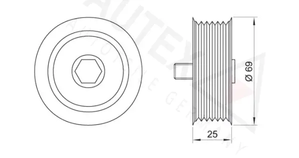 Deflection/Guide Pulley, V-ribbed belt