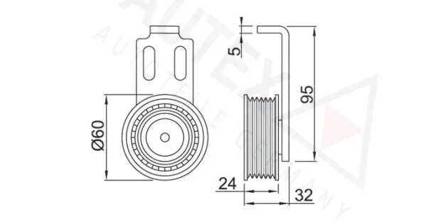 Tensioner Pulley, V-ribbed belt