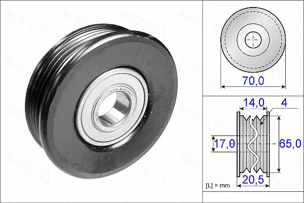 Deflection/Guide Pulley, V-ribbed belt (654926)