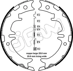 Brake Shoe Set, parking brake (153-439K)