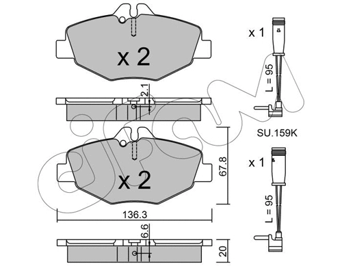 Brake Pad Set, disc brake (822-562-0K)