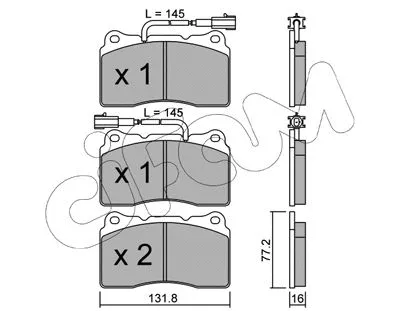 Brake Pad Set, disc brake (822-288-0)