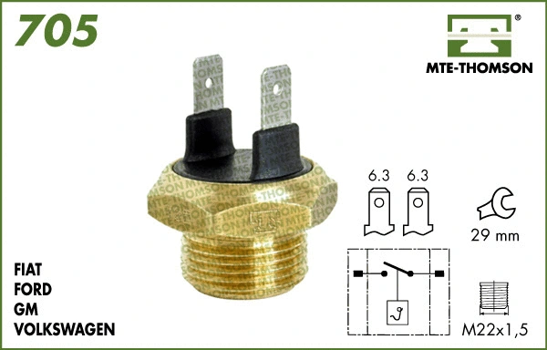 Temperature Switch, radiator fan (705.100/95)