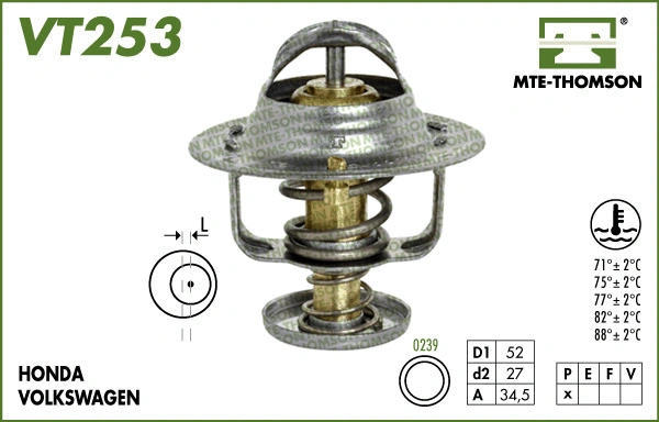 Thermostat, coolant (VT253.77)