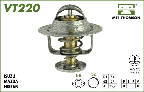 Thermostat, coolant (VT220.82)