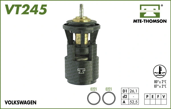 Thermostat, coolant (VT245.80)