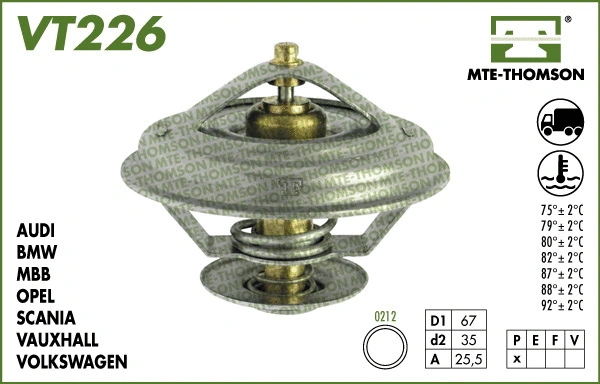 Thermostat, coolant (VT226.80)