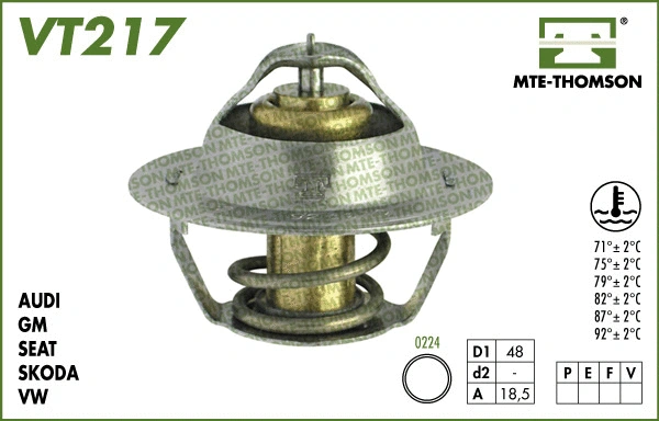 Thermostat, coolant (VT217.92)