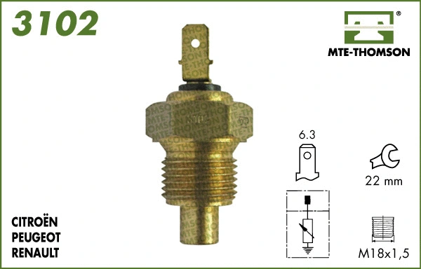 Sensor, coolant temperature (3102)