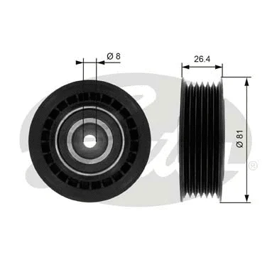 Tensioner Pulley, V-ribbed belt (T36000)