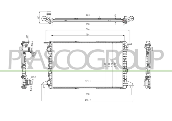 Radiator, engine cooling (AD026R005)