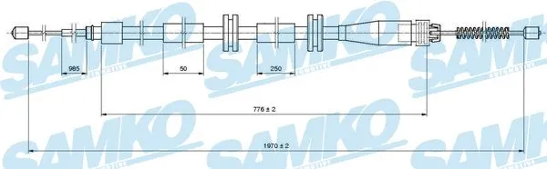 Cable Pull, parking brake (C1664B)