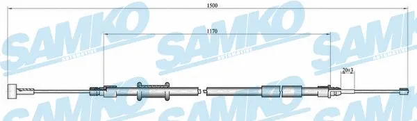 Cable Pull, parking brake (C1009B)