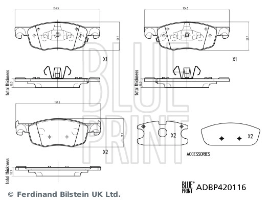 Brake Pad Set, disc brake (ADBP420116)