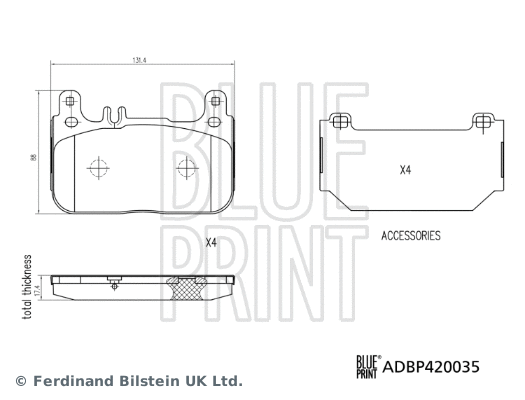 Brake Pad Set, disc brake (ADBP420035)