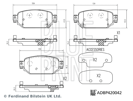 Brake Pad Set, disc brake (ADBP420042)