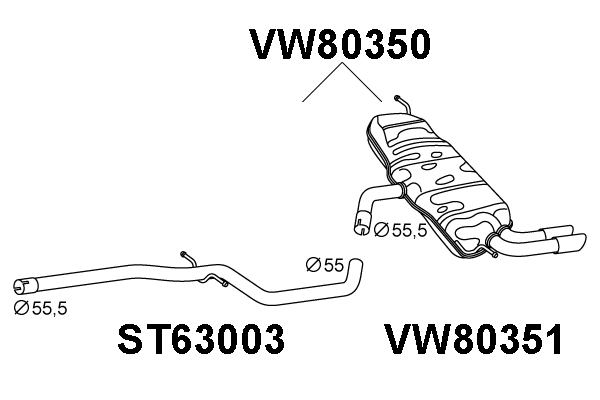Rear Muffler (VW80350)