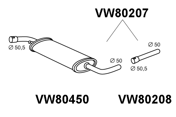 Centre Muffler (VW80207)