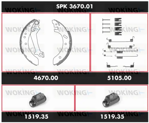 Brake Kit, drum brake (SPK 3670.01)