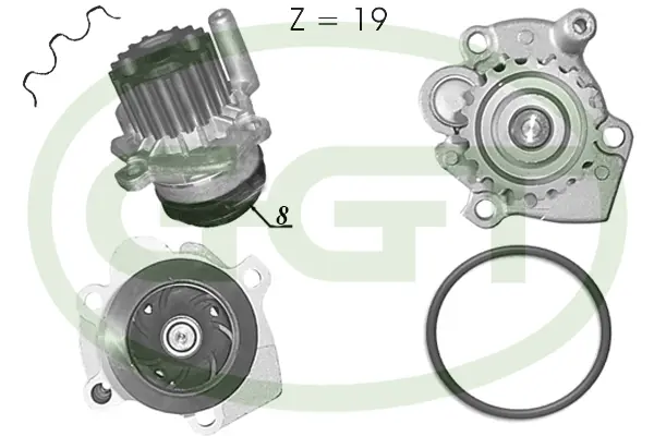 Water Pump, engine cooling (PA12754)
