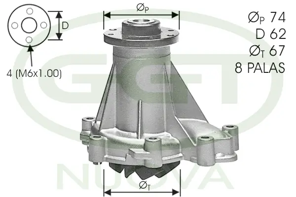 Water Pump, engine cooling (PA12147)