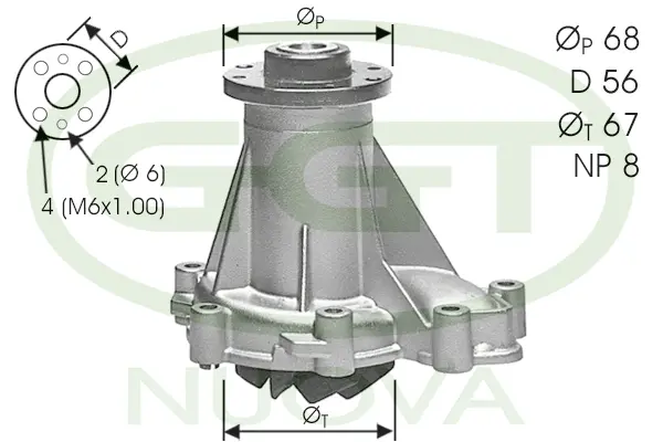 Water Pump, engine cooling (PA10516)