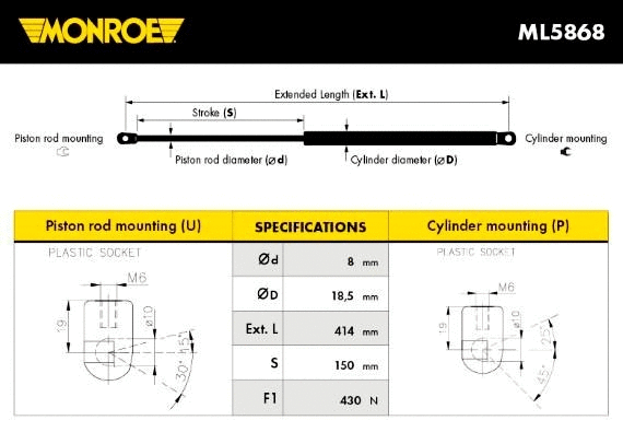 Gas Spring, boot/cargo area (ML5868)