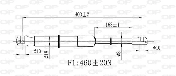 Gas Spring, bonnet (GSR6462.10)