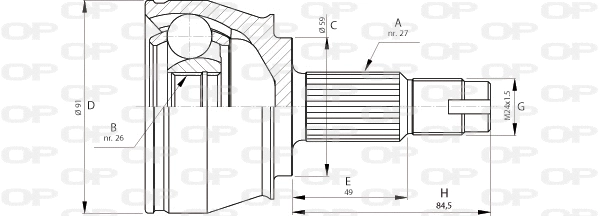 Joint Kit, drive shaft (CVJ5712.10)
