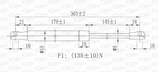Gas Spring, rear window (GSR6339.00)