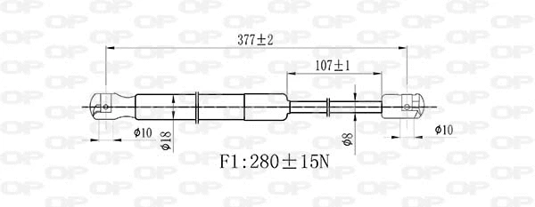 Gas Spring, bonnet (GSR6522.00)