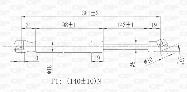 Gas Spring, rear window (GSR6098.00)