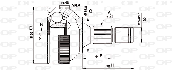Joint Kit, drive shaft (CVJ5208.10)