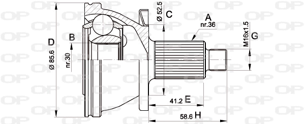Joint Kit, drive shaft (CVJ5433.10)