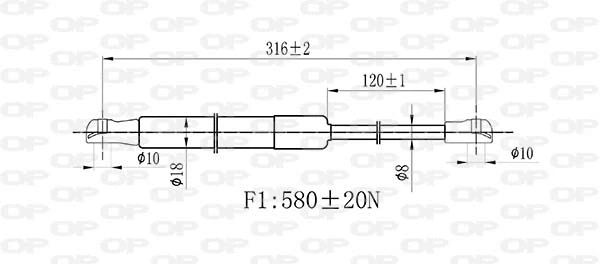 Gas Spring, bonnet (GSR6521.00)