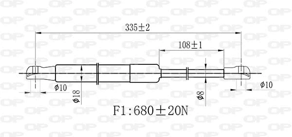 Gas Spring, bonnet (GSR6448.00)