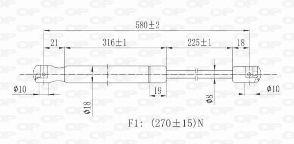 Gas Spring, bonnet (GSR6158.00)