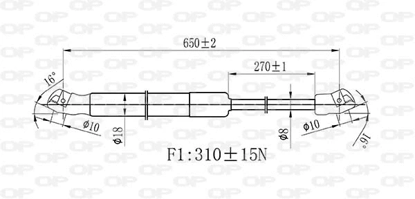 Gas Spring, bonnet (GSR6429.00)