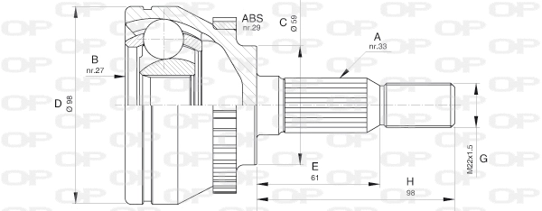 Joint Kit, drive shaft (CVJ5612.10)