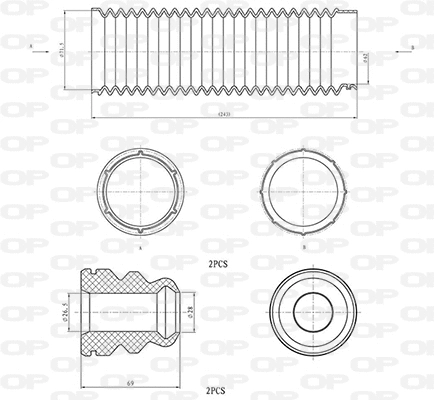 Dust Cover Kit, shock absorber (DCK5064.04)