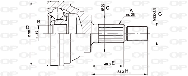 Joint Kit, drive shaft (CVJ5166.10)