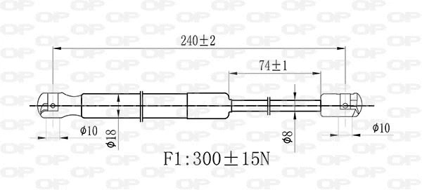 Gas Spring, bonnet (GSR6434.00)