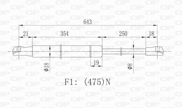 Gas Spring, bonnet (GSR6428.00)