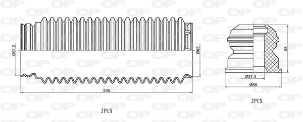 Dust Cover Kit, shock absorber (DCK5041.04)