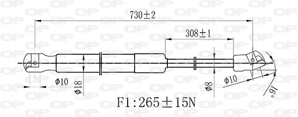 Gas Spring, bonnet (GSR6463.01)