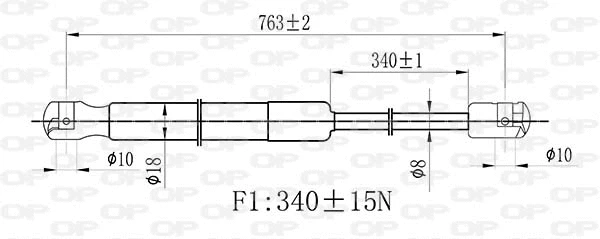 Gas Spring, bonnet (GSR6465.10)