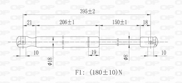 Gas Spring, rear window (GSR6184.00)