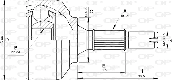 Joint Kit, drive shaft (CVJ5780.10)