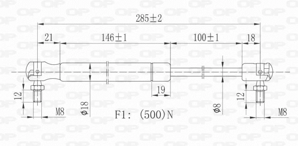 Gas Spring, bonnet (GSR6067.00)